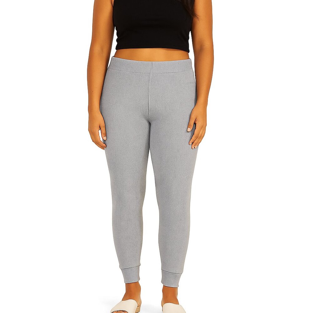 DYI Women's Waffle Jogger Pants Folkstone Heather Grey Size Large